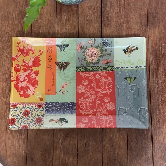 Fringe Studio Accents Fringe Studio Floral Rectangle Glass Tray